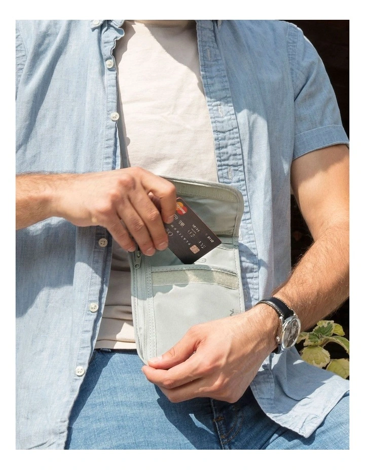 RFID Blocking Undergarment Neck Pouch in Gray image 2