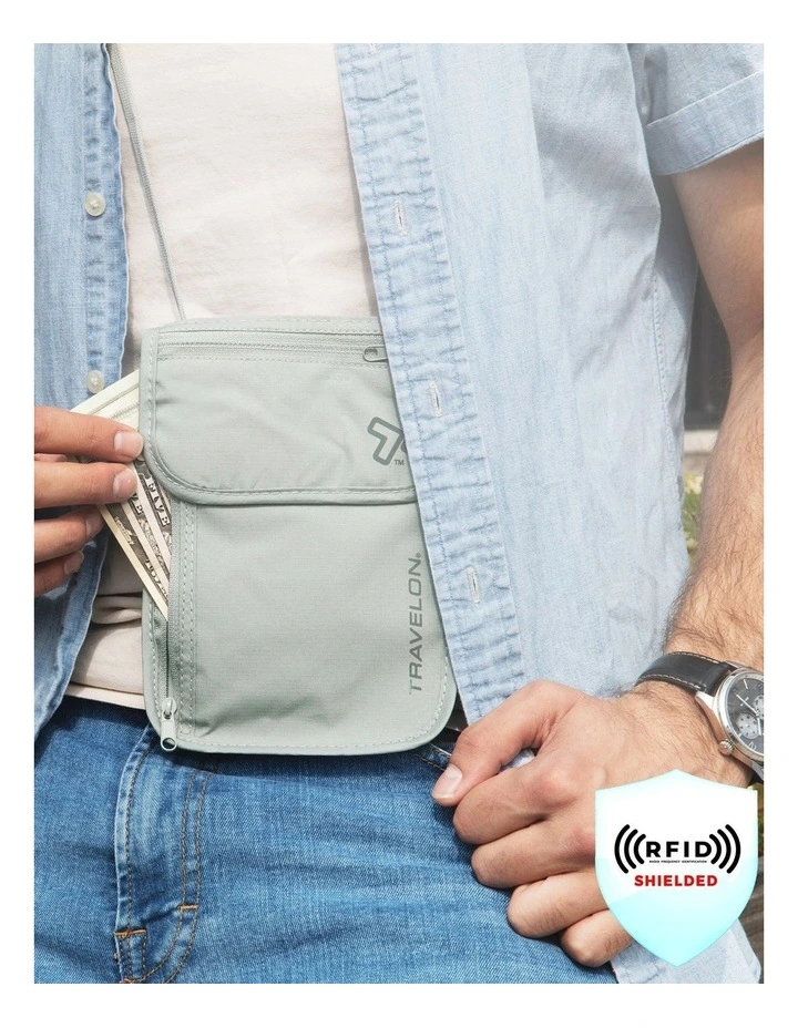 RFID Blocking Undergarment Neck Pouch in Gray image 3