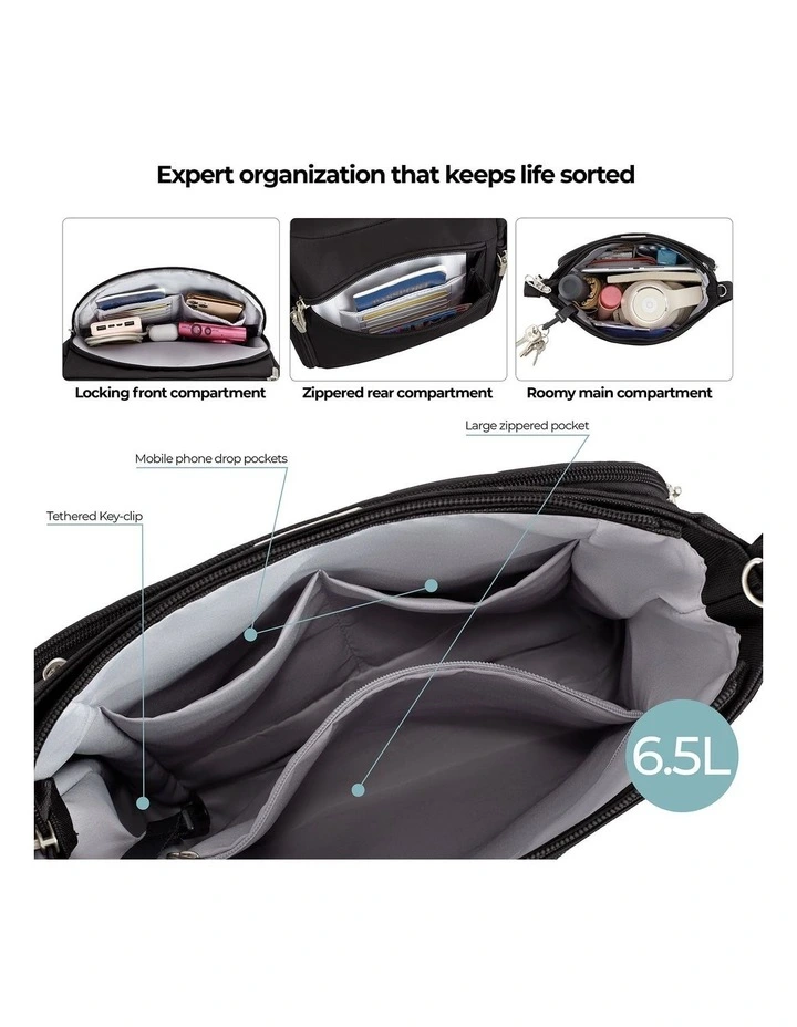 Classic Anti-Theft North/South Crossbody Bag in Black image 4