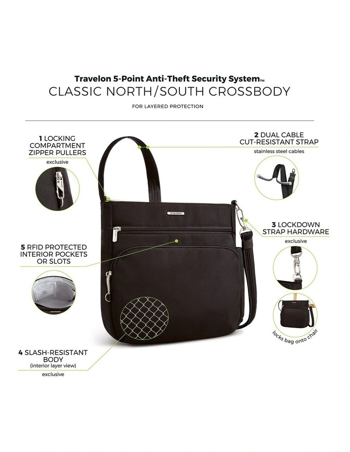 Classic Anti-Theft North/South Crossbody Bag in Black image 7