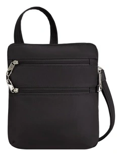 Classic Anti-Theft Slim Double Zip Crossbody Bag in Black