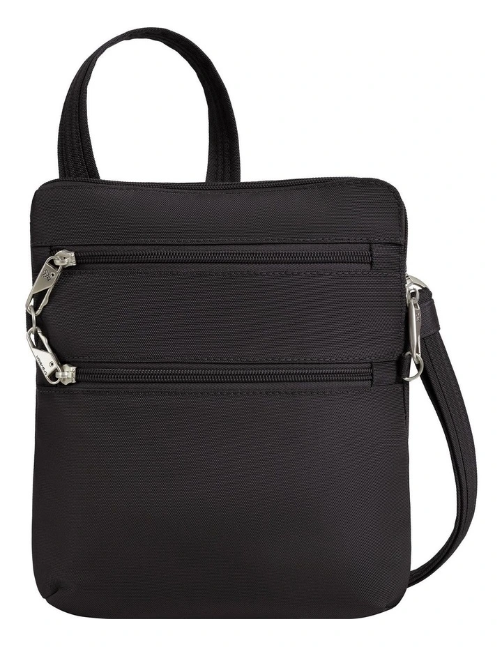 Classic Anti-Theft Slim Double Zip Crossbody Bag in Black image 1