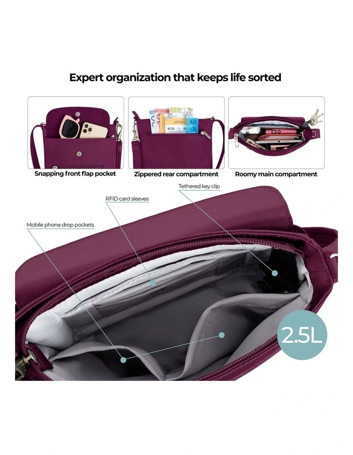 Classic Anti-Theft Mini Shoulder Bag in Burgundy image 4