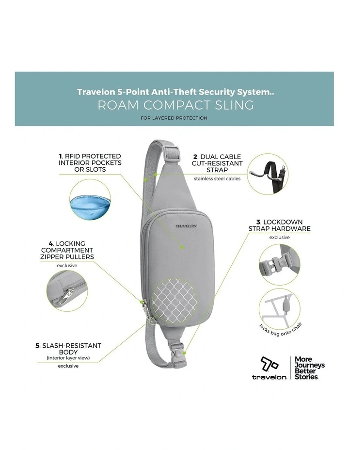 Roam Anti-Theft Compact Sling Bag in Glacier image 7