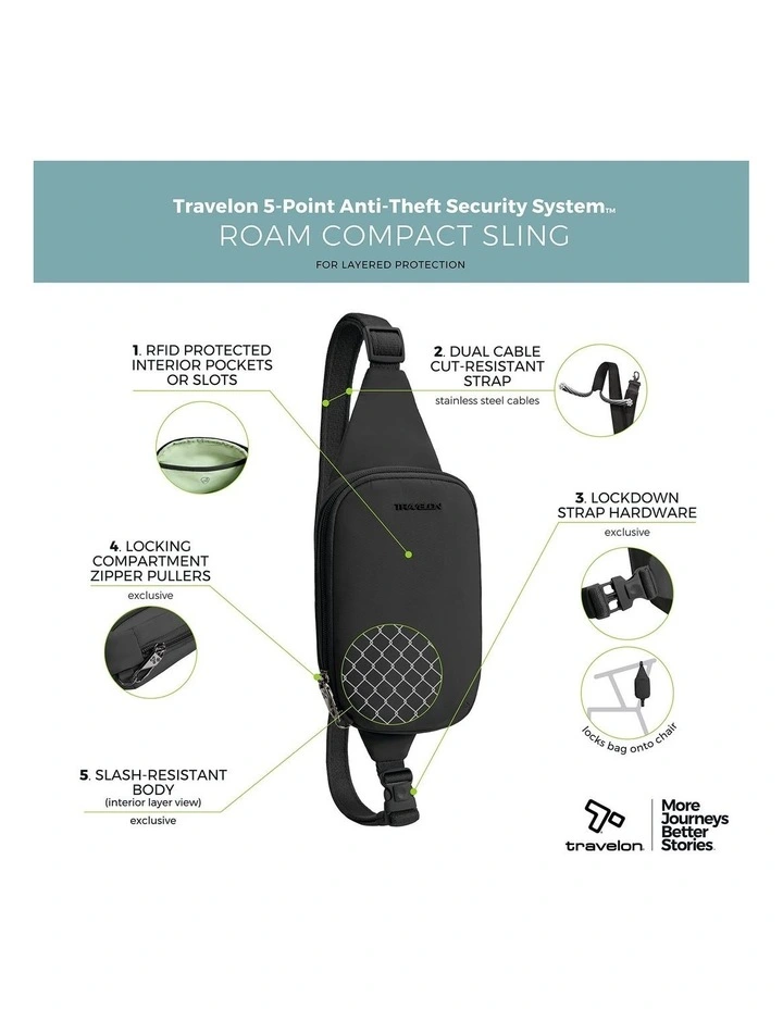 Roam Anti-Theft Compact Sling Bag in Black image 7