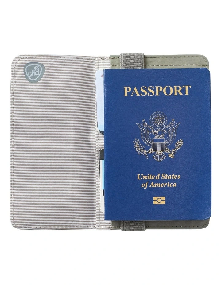 RFID Blocking Flap Passport Holder in Moss image 6