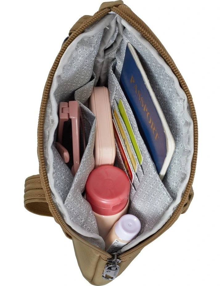 Runways Anti-Theft Slim Asymmetric Crossbody Bag in Latte image 4
