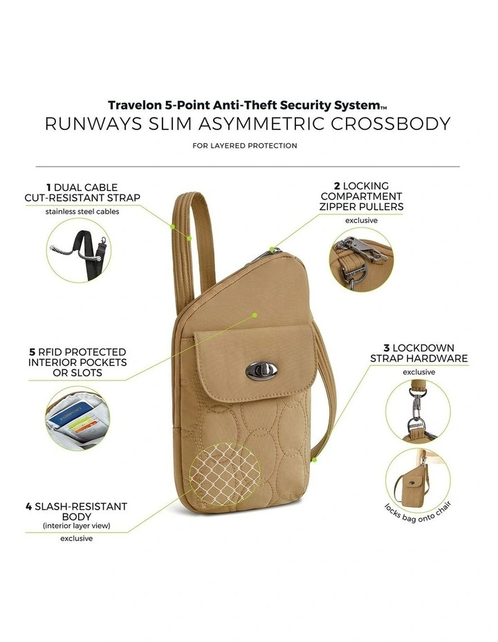 Runways Anti-Theft Slim Asymmetric Crossbody Bag in Latte image 7