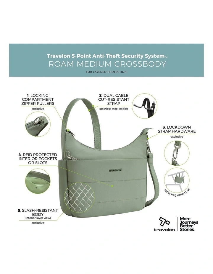 Roam Anti-Theft Medium Crossbody Bag in Moss image 7
