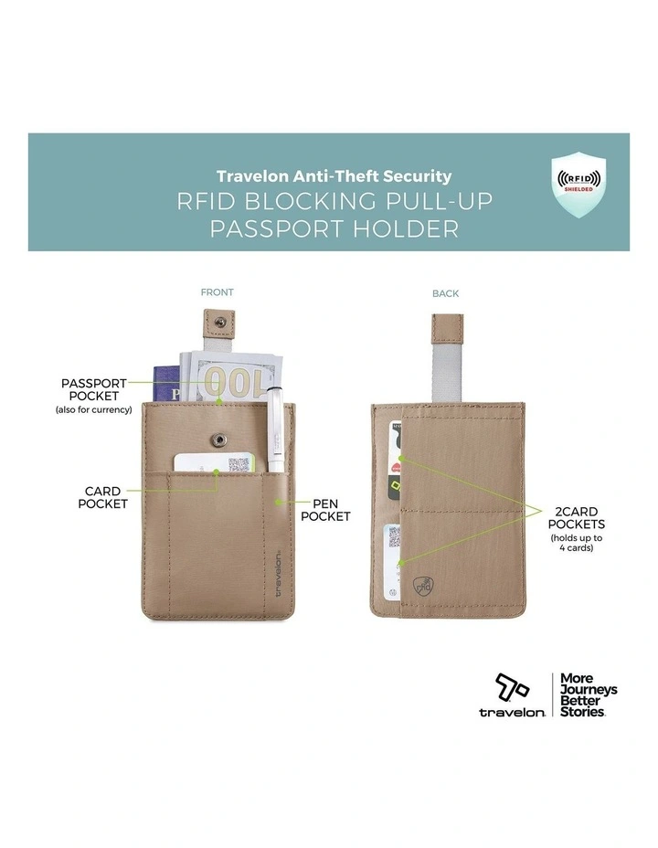 RFID Blocking Pull-Up Passport Holder in Latte image 7