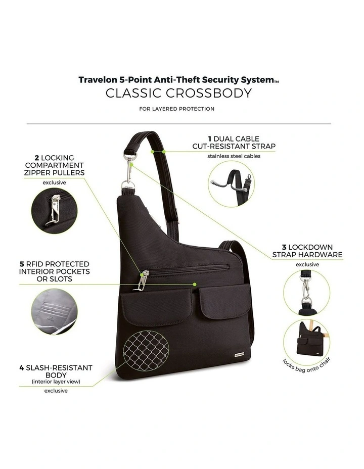 Classic Anti-Theft Crossbody Bag in Black image 7