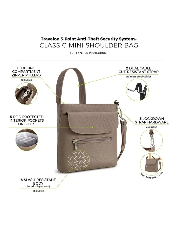 Classic Anti-Theft Mini Shoulder Bag in Hazelnut image 7