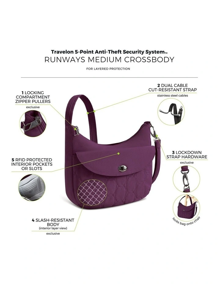 Runways Anti-Theft Medium Crossbody Bag in Plum image 7