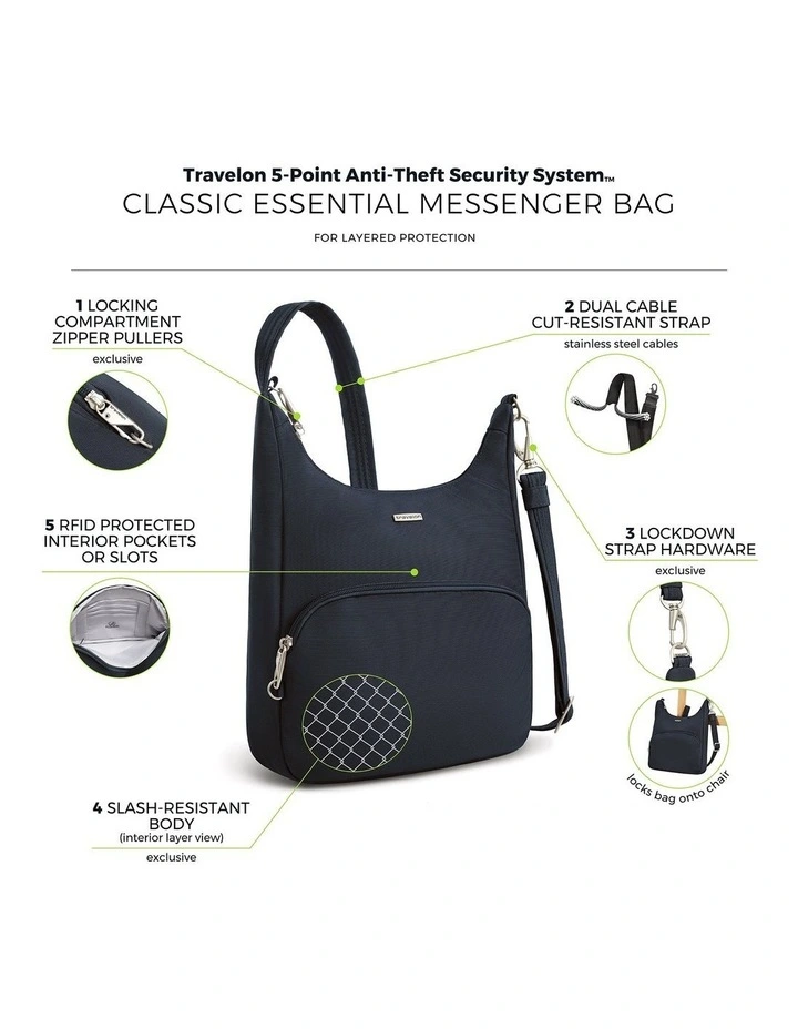 Classic Anti-Theft Essential Messenger Bag in Midnight image 7