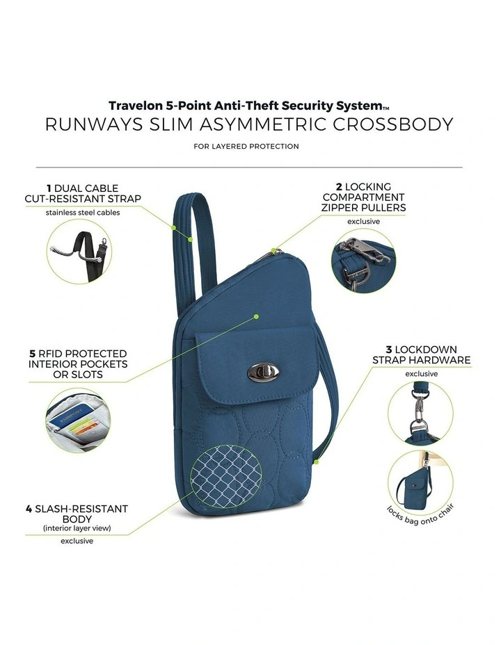 Runways Anti-Theft Slim Asymmetric Crossbody Bag in Ocean image 7