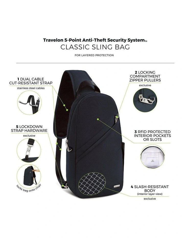 Classic Anti-Theft Sling Bag in Midnight image 7