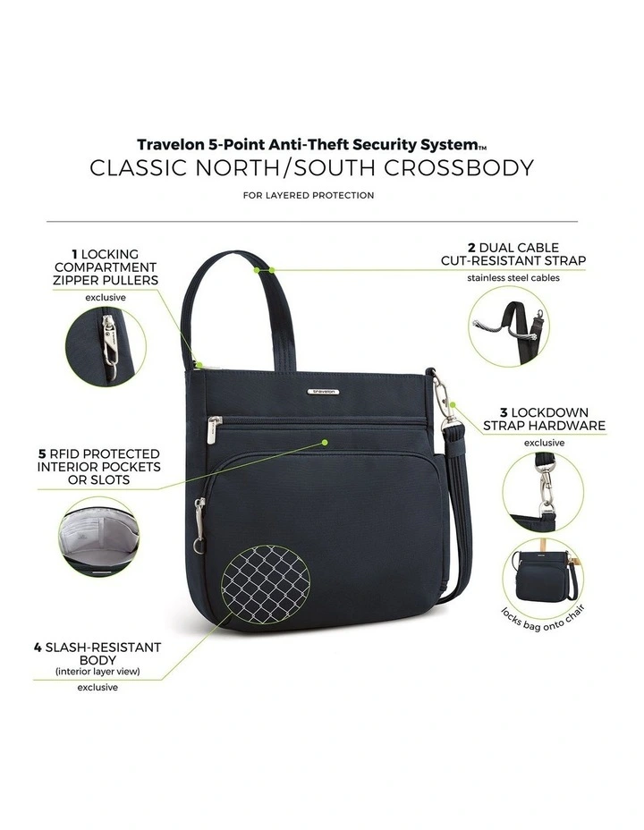 Classic Anti-Theft North/South Crossbody Bag in Midnight image 7