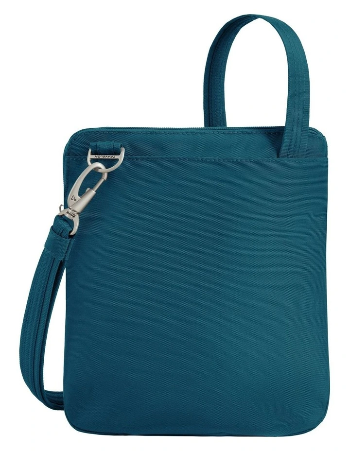 Classic Anti-Theft Slim Double Zip Crossbody Bag in Teal image 2