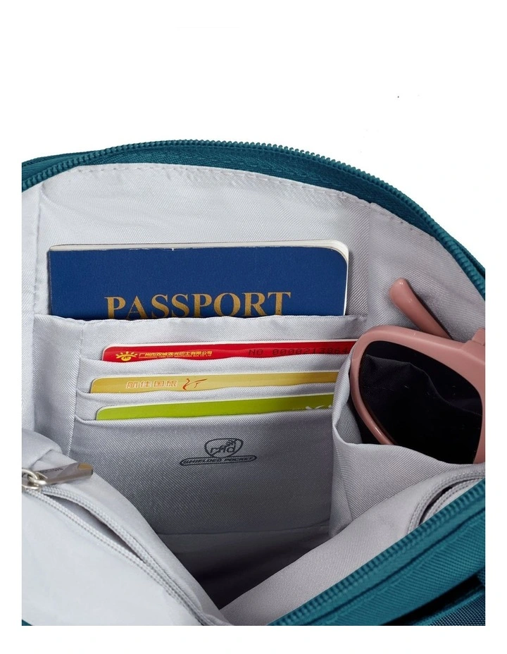 Classic Anti-Theft Slim Double Zip Crossbody Bag in Teal image 5