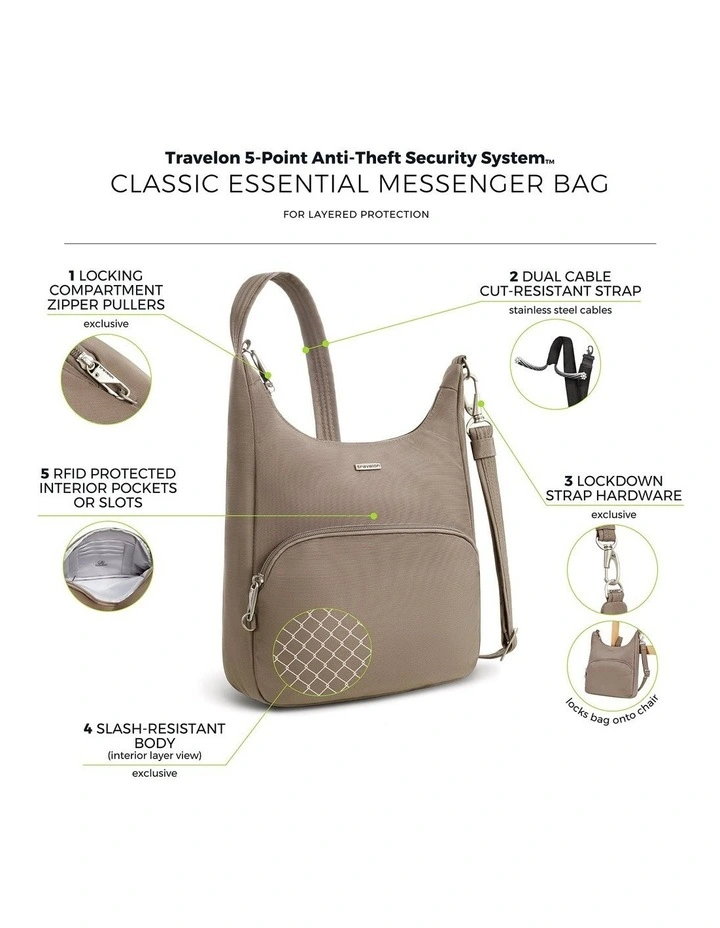 Classic Anti-Theft Essential Messenger Bag in Hazelnut image 7