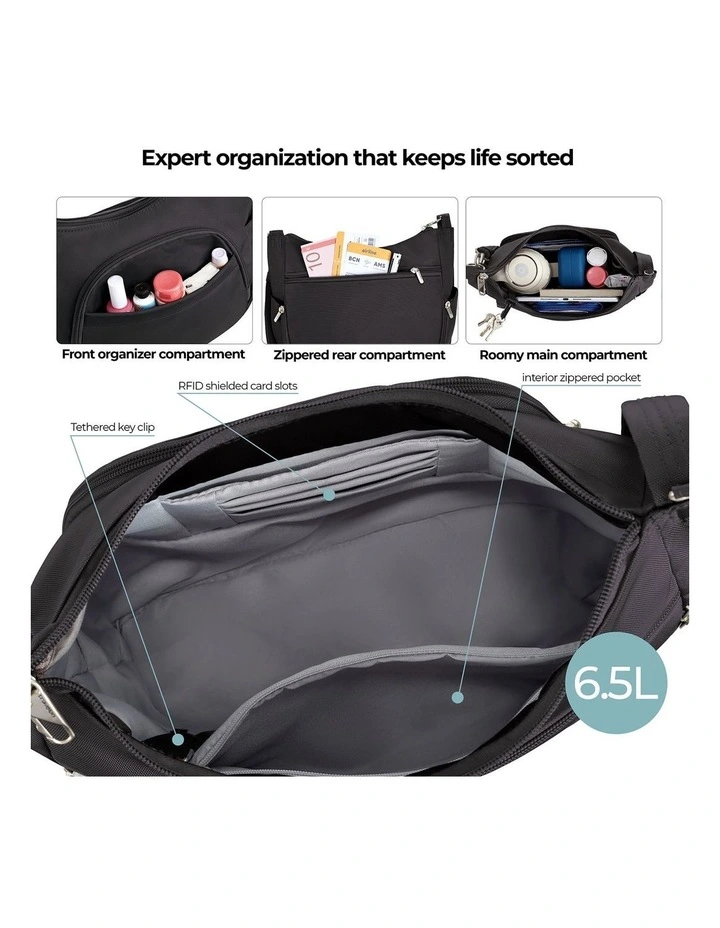 Classic Anti-Theft Crossbody Bucket Bag in Black image 4