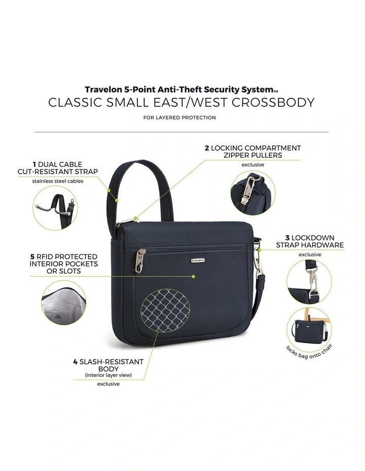Classic Anti-Theft Small East/West Crossbody Bag in Midnight image 7