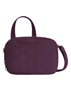 Runways Anti-Theft Tablet Double Compartment Crossbody Bag in Plum