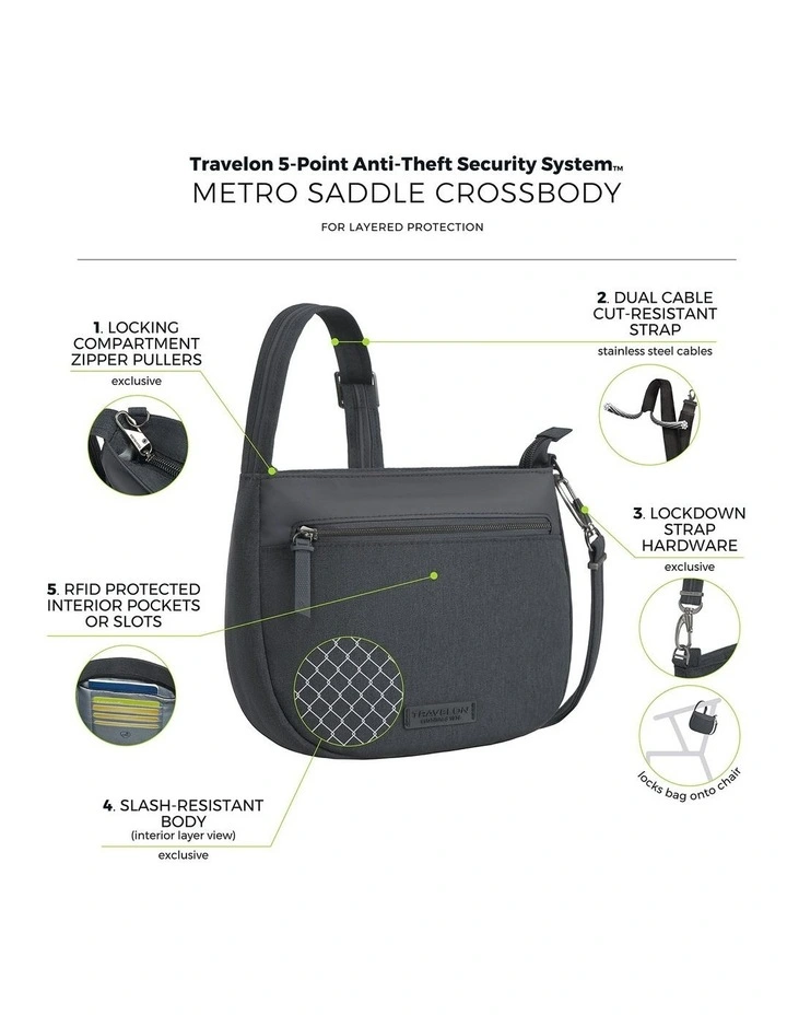 Metro Anti-Theft Saddle Crossbody Bag in Gray Heather image 7