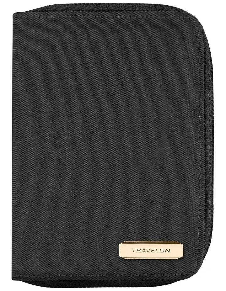 RFID Blocking Passport Zip Wallet in Black image 1