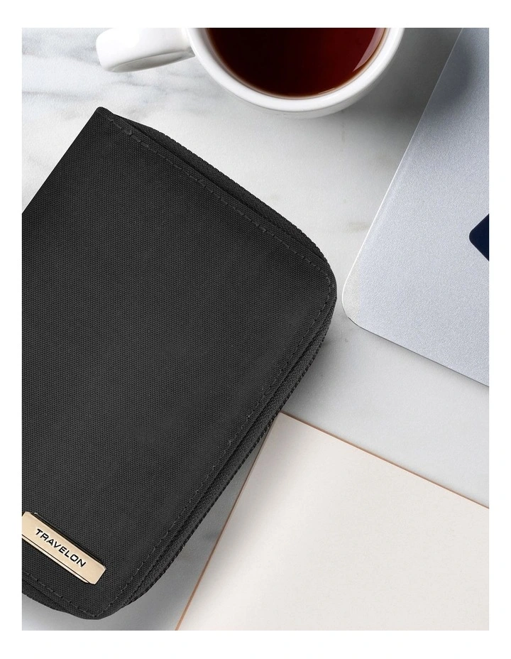 RFID Blocking Passport Zip Wallet in Black image 4