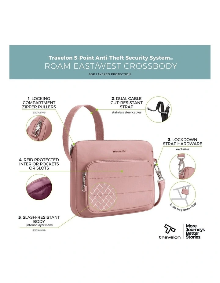 Roam Anti-Theft East/West Crossbody Bag in Desert Pink image 7