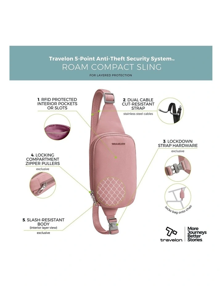Roam Anti-Theft Compact Sling Bag in Desert Pink image 7