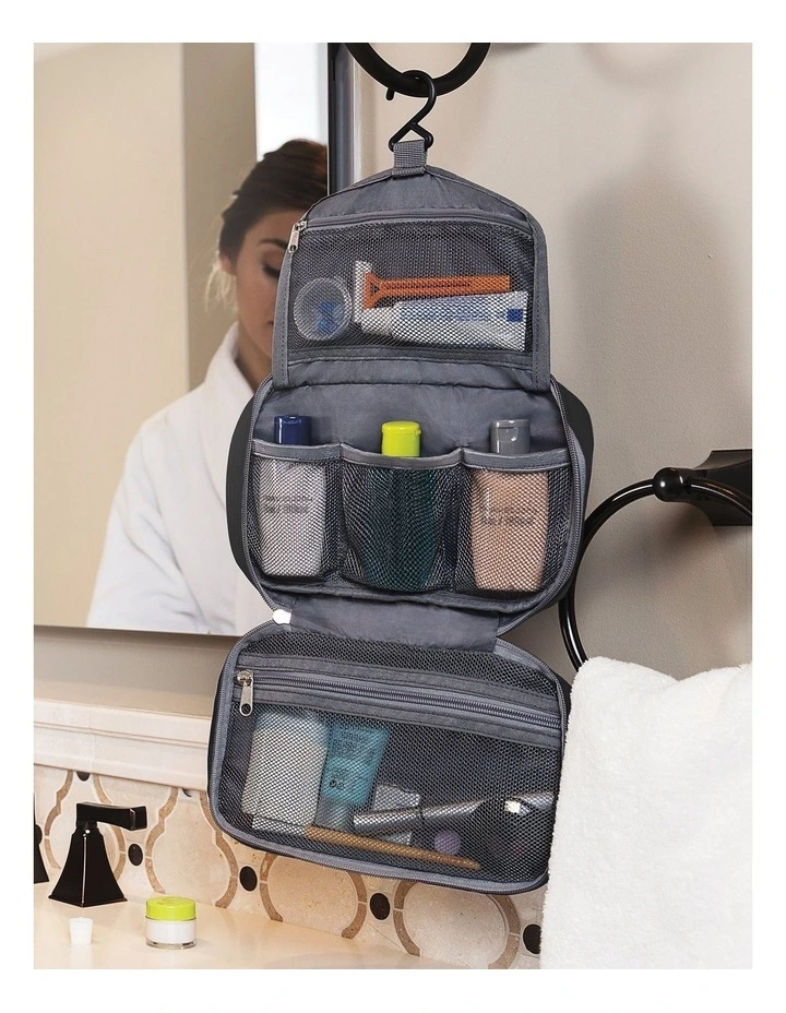 Compact Hanging Toiletry Case in Black image 3
