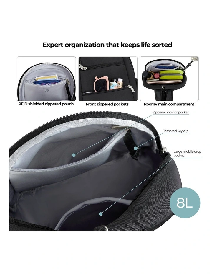 Classic Anti-Theft Tablet Convertible Sling Backpack in Black image 4