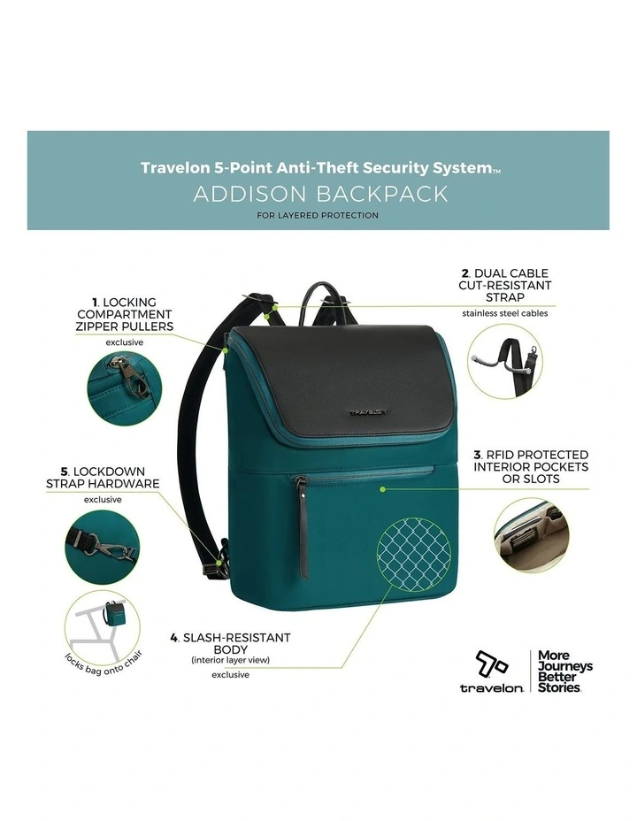 Addison Anti-Theft Backpack in Evergreen image 7