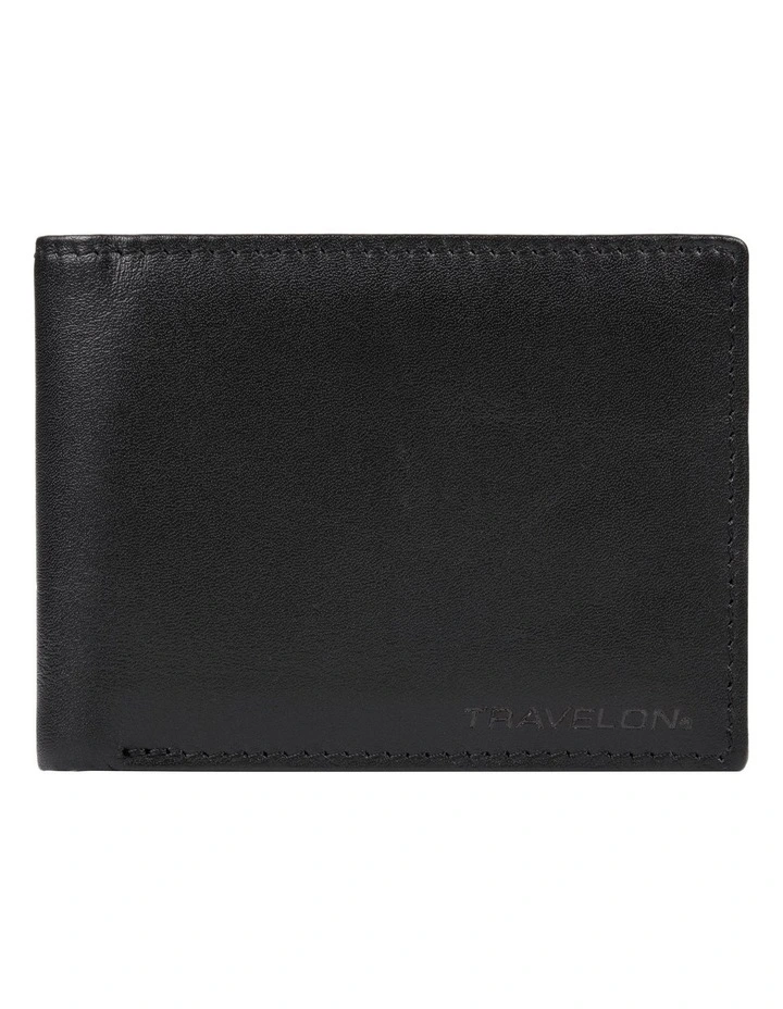 RFID Blocking Billfold Leather Wallet in Black image 1