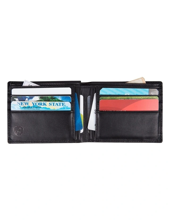 RFID Blocking Billfold Leather Wallet in Black image 3
