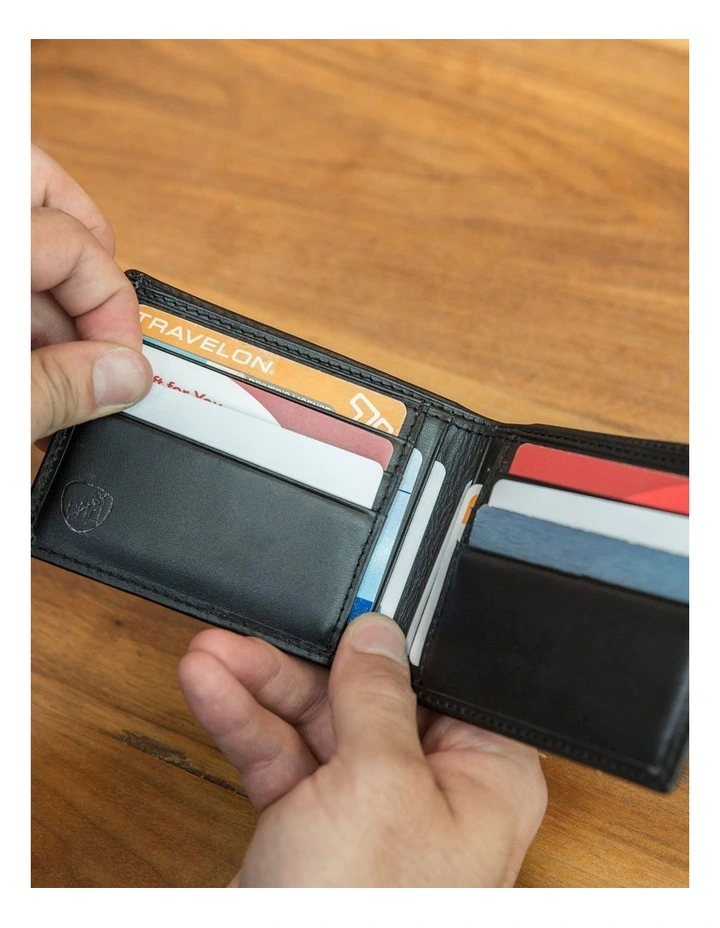 RFID Blocking Billfold Leather Wallet in Black image 4