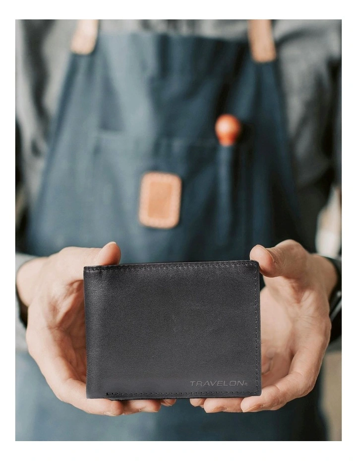 RFID Blocking Billfold Leather Wallet in Black image 5