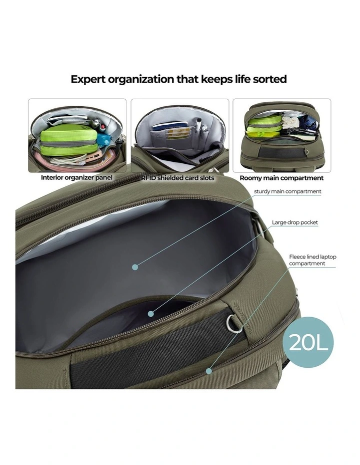 Classic Anti-Theft 15.6 Laptop & Tablet 20L Backpack in Olive image 5
