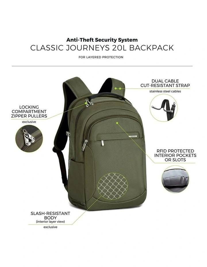 Classic Anti-Theft 15.6 Laptop & Tablet 20L Backpack in Olive image 7