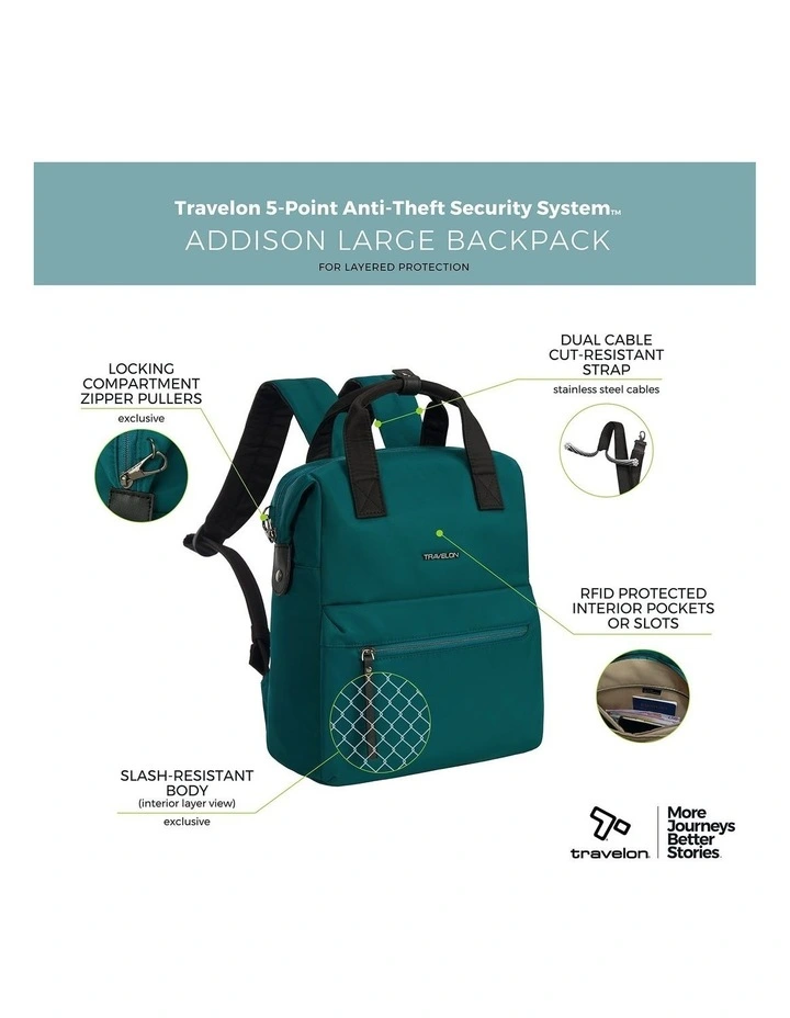 Addison Anti-Theft 13 Laptop Large Backpack in Evergreen image 7