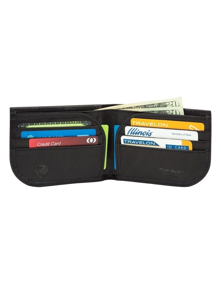 RFID Blocking Front Pocket Leather Wallet in Black image 3