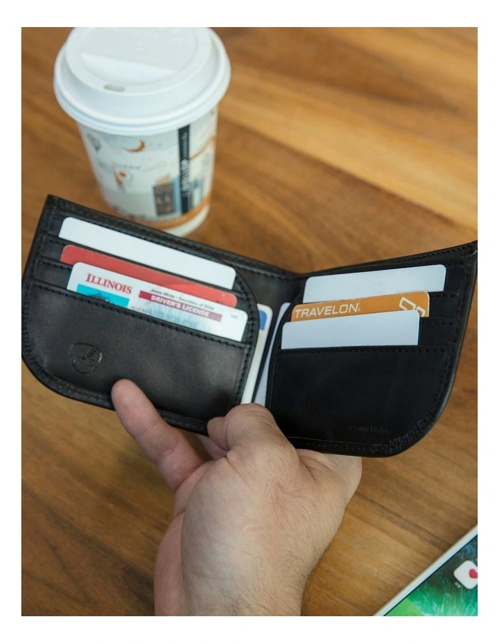 RFID Blocking Front Pocket Leather Wallet in Black image 4