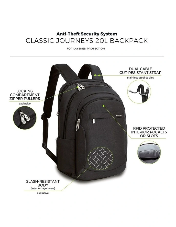 Classic Anti-Theft 15.6 Laptop & Tablet 20L Backpack in Black image 7