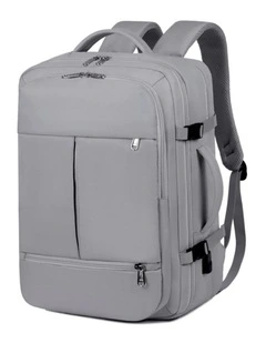 Travel Backpack With USB Charging Port in Gray