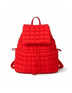 Nylon Backpack With Adjustable Straps in Red