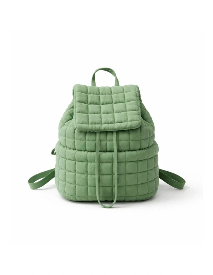 Nylon Backpack with Adjustable Straps in Dark Green image 1