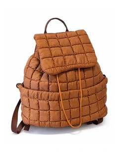 Nylon Backpack With Adjustable Straps in Coffee