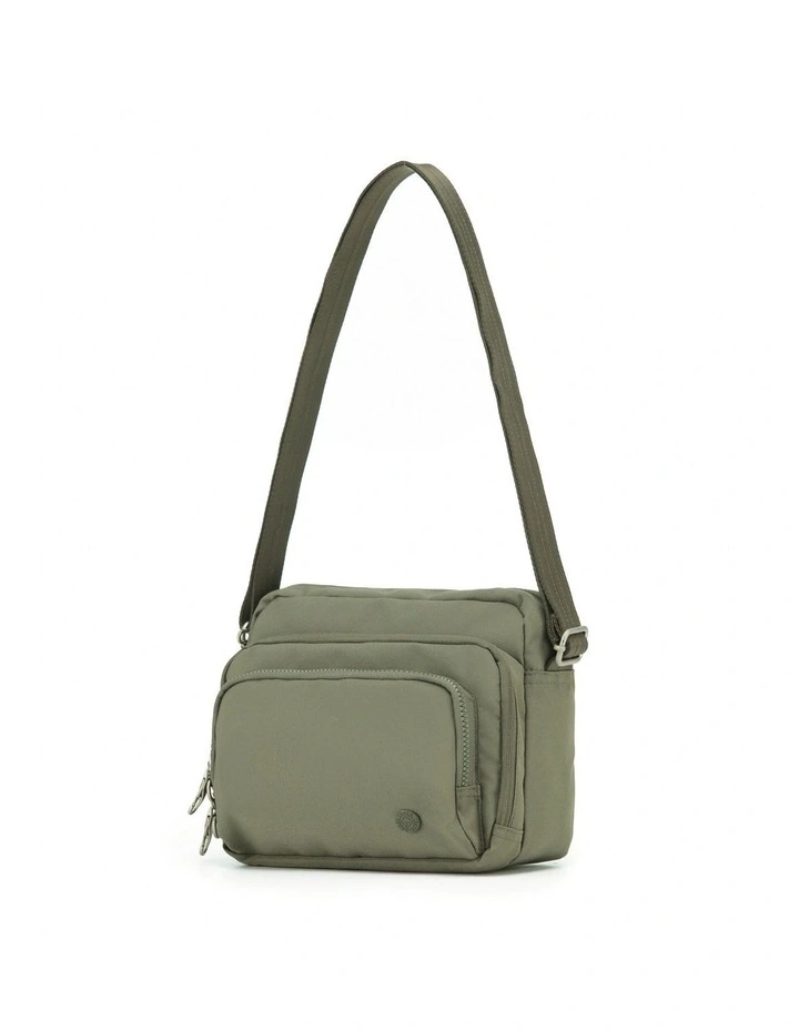 Anti-Theft Shoulder Bag with Triple Front Pockets - Khaki image 1